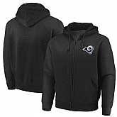 Men's Los Angeles Rams Majestic Cap Logo Full Zip Hoodie Black,baseball caps,new era cap wholesale,wholesale hats